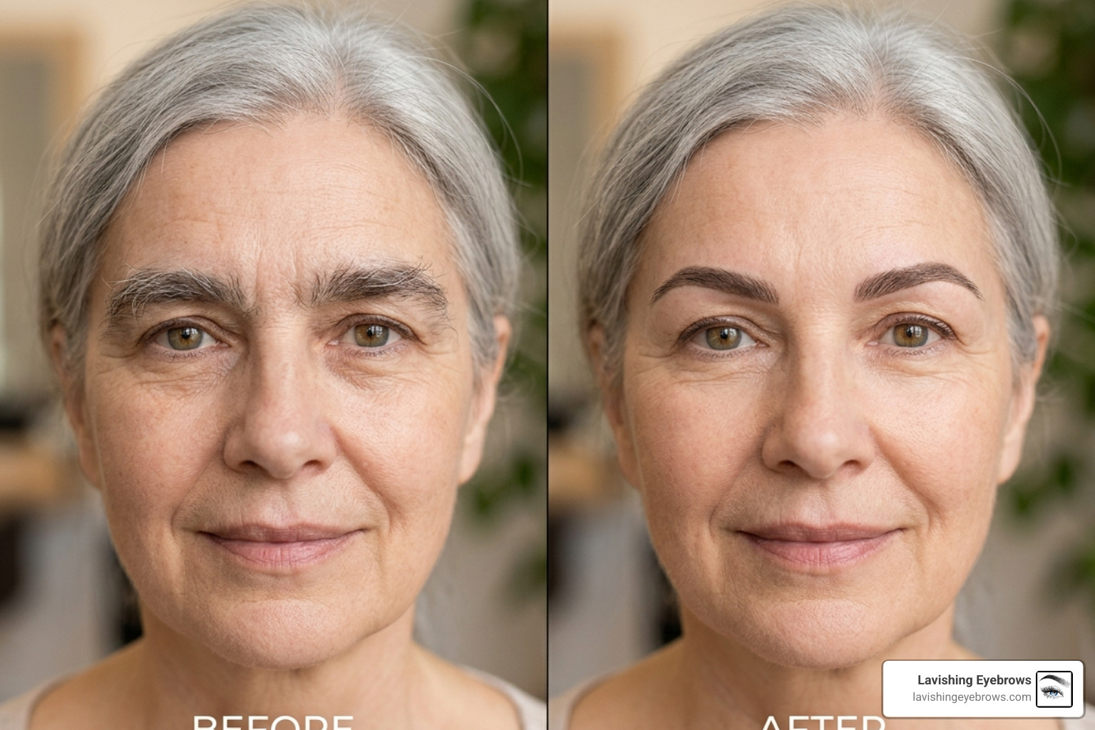 pictures of older women's eyebrows before and after